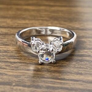 Vintage Disney Parks Mickey Mouse Silver Tone CZ?  Ring Size 6